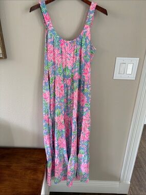 Lilly Pulitzer Floral Pink and Blue Maxi Dress